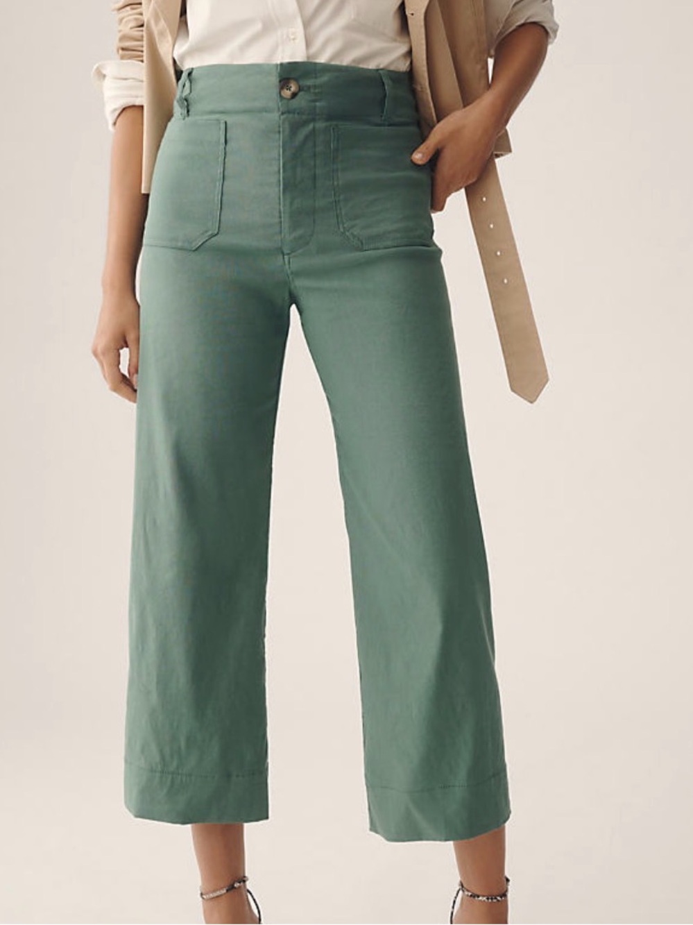 Anthropologie Maeve Green wide leg Colette  Trousers 28